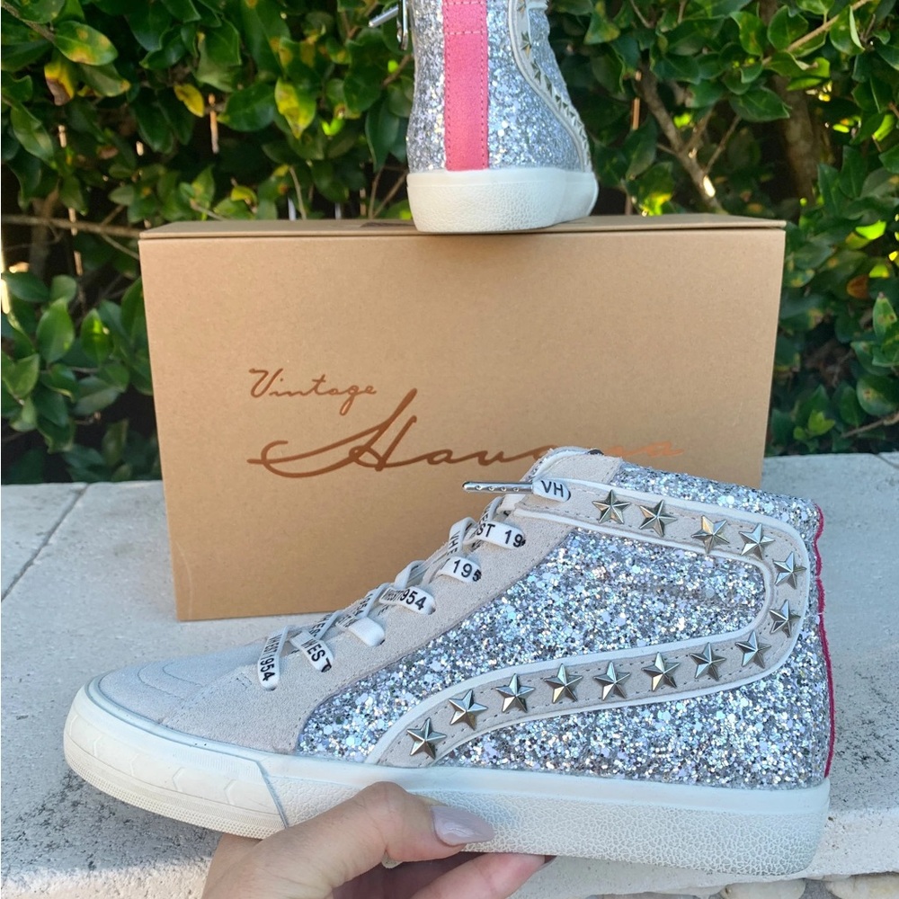Vintage Havana Women's Silver Glitter High-Top Sneakers